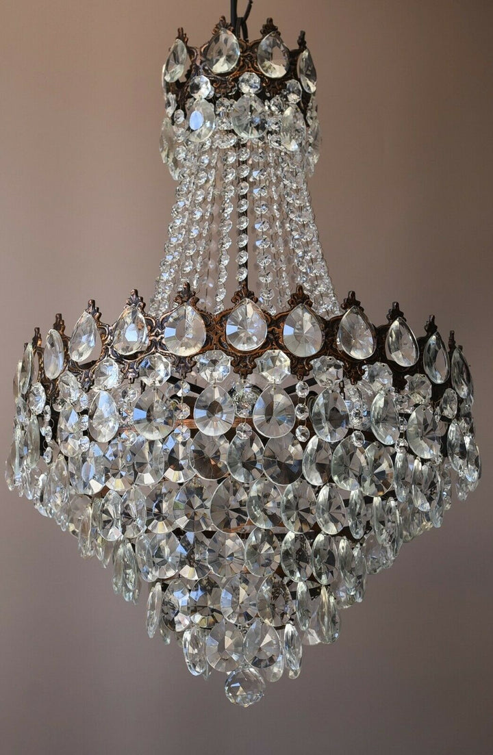 Vintage Crystal Chandelier, Antique Lighting, lamp, Hall pendant for Home Living