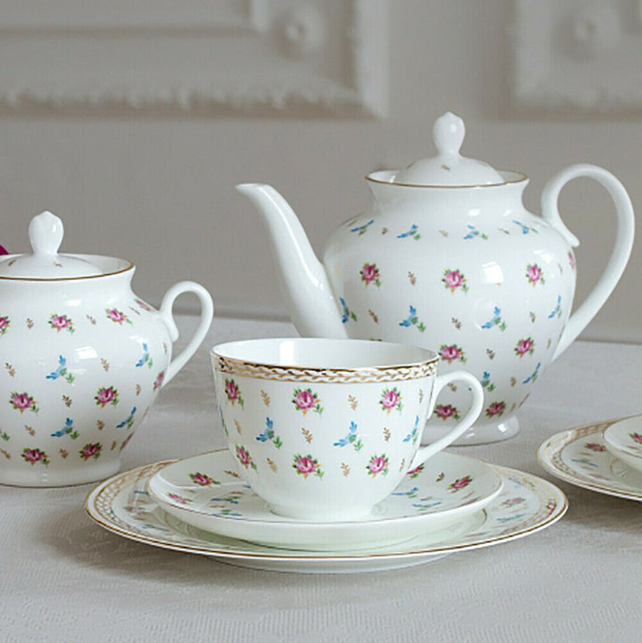 Imperial Porcelain Teacup & Saucer, Flower Waltz Pattern, LOMONOSOV, LFZ, IFZ