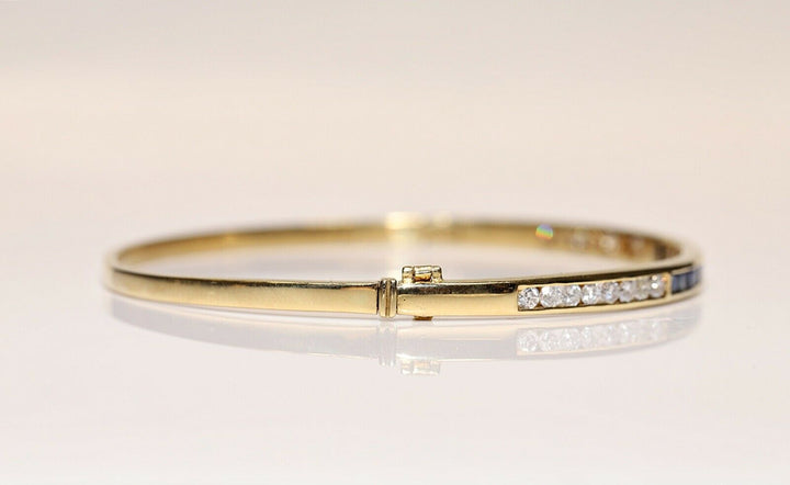 ヴィンテージ 18K ナチュラルダイヤモンドとサファイアのブレスレット