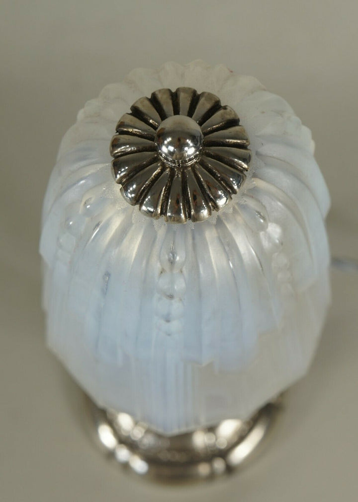 GEORGES LELEU opalescent FRENCH 1930 ART DECO TABLE LAMP .... Hanots Verlys 1925