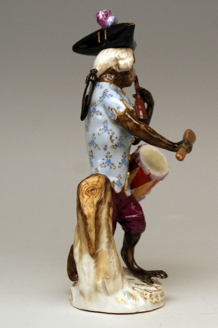 MEISSEN FIGUR マイセン AFFENKAPELLE TROMMLER MONKEY ORCHESTRA WITH DRUM ca. 1860