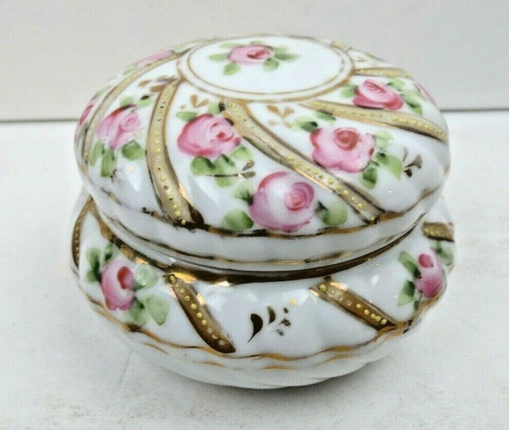 ANTIQUE MORIMURA NIPPON ROSES MORIAGE GOLD SWIRLS TRINKET DRESSER VANITY BOX