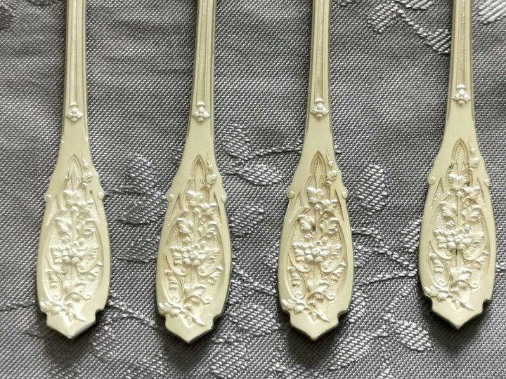 ARGENT MASSIF PUIFORCAT MODERNE FEUILLAGE 7 FOURCHETTES A HUITRES DESSERT