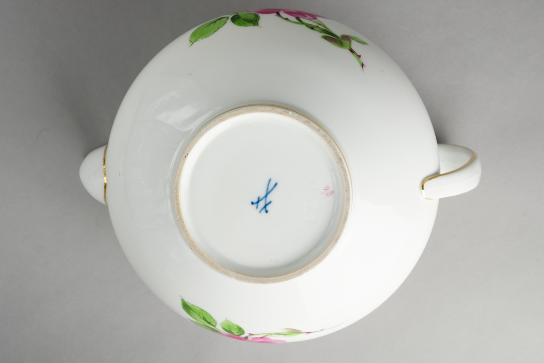 マイセン(Meissen)　ピンクローズ　ポット　1級品　クナウフ期