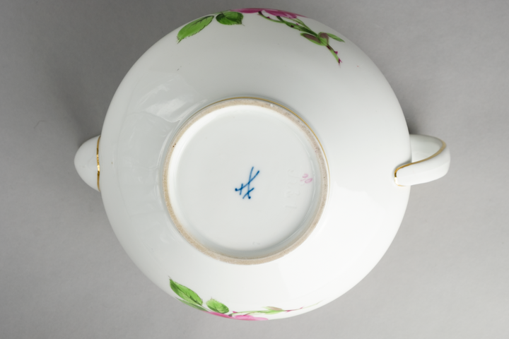 マイセン(Meissen)　ピンクローズ　ポット　1級品　クナウフ期