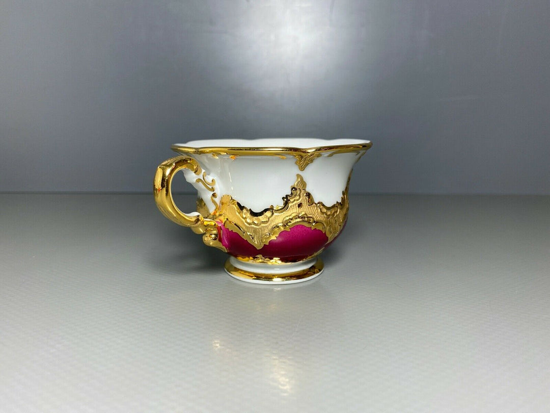 MEISSEN MOKKA GEDECK 2-TLG TASSE UT B-FORM WEINROT ROT BORDEAUX VIEL GOLD Nr.3