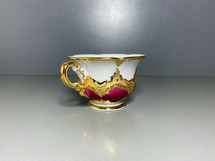 MEISSEN MOKKA GEDECK 2-TLG TASSE UT B-FORM WEINROT ROT BORDEAUX VIEL GOLD Nr.3