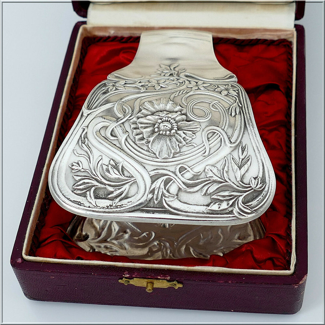 Cailar Bayard French Silver Asparagus Sandwich Tongs, Art Nouveau, Original Box