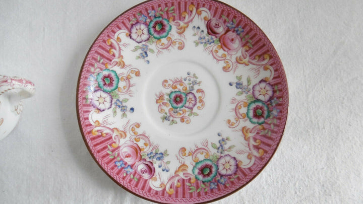 Tasse et sous-tasse Minton SARREGUEMINES du XIXe à décor foral