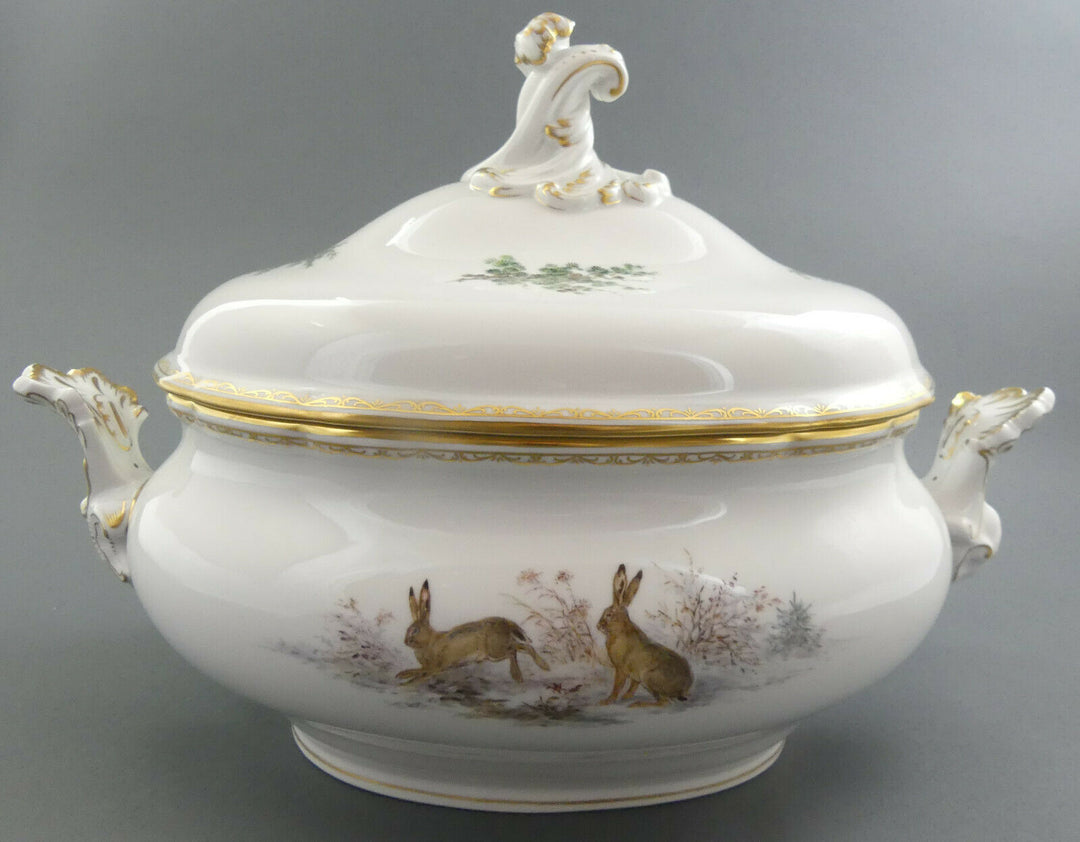 ⚔ Meissen 邁森 Terrine 00028 Volumen 3,5 Liter Wildmalerei Ridinger TOP 1.Wahl
