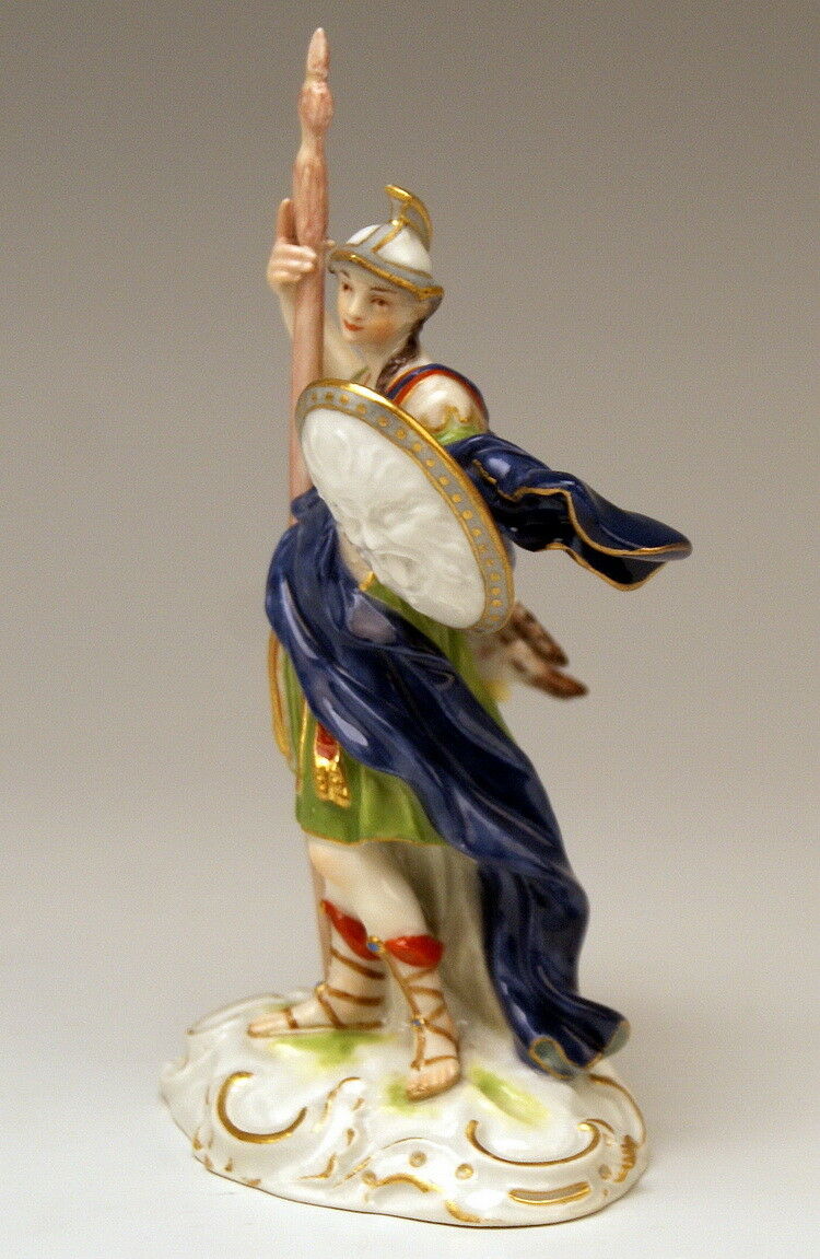 MEISSEN FIGUR ANTIKE GÖTTIN MINERVA ALLEGORIE DES KRIEGES UND DER WEISHEIT 1860