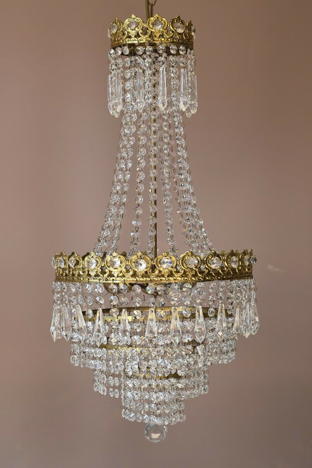 Vintage Crystal Chandelier, Antique French Style Lighting, lamp, Home Lighting