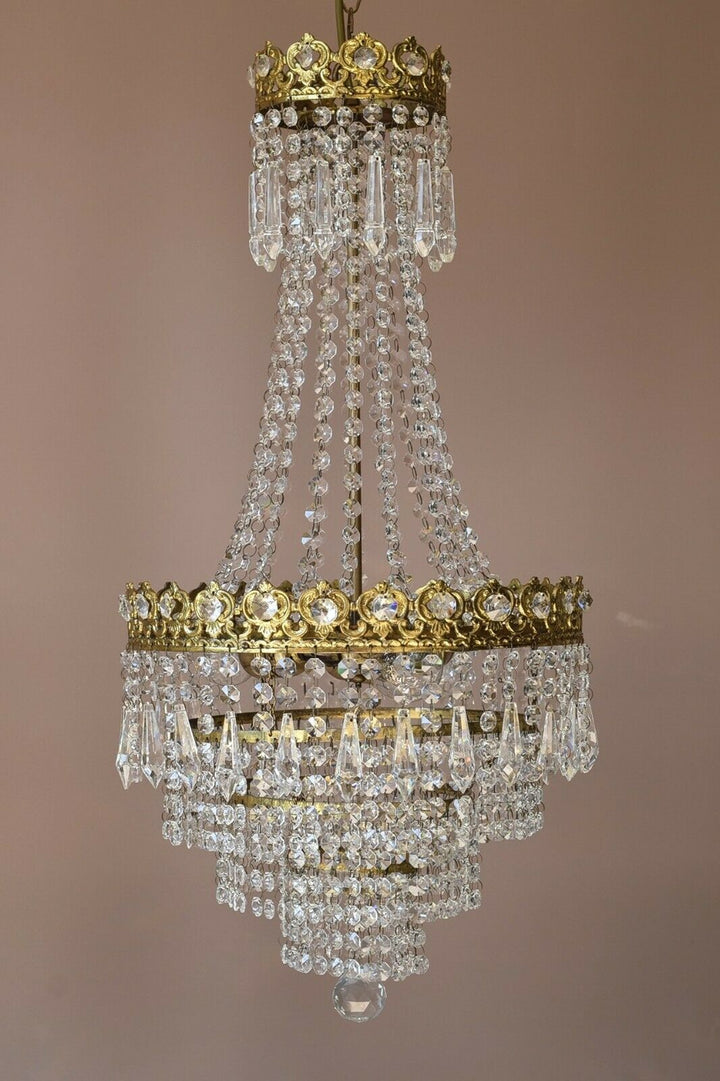 Vintage Crystal Chandelier, Antique French Style Lighting, lamp, Home Lighting
