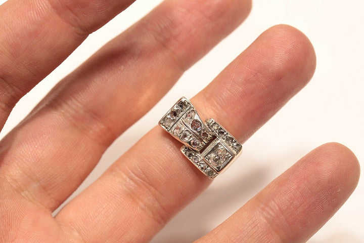 アンティーク 14K ナチュラルダイヤモンドとローズカットダイヤモンドのナイトスタイルリング