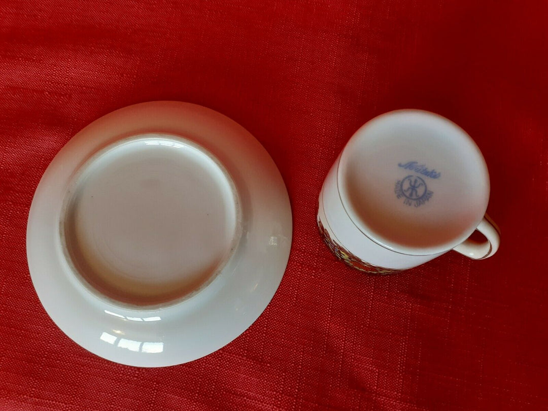 ANTIQUE NORITAKE DEMITASSE SIZE COFFE CAN/CUP & SAUCER WITH FLORAL DESIGN
