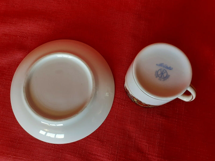 ANTIQUE NORITAKE DEMITASSE SIZE COFFE CAN/CUP & SAUCER WITH FLORAL DESIGN