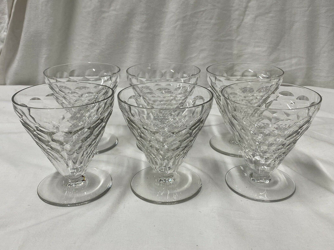 BACCARAT 6 VERRES À EAU CRISTAL DÉCOR ÉCAILLE MODÈLE CHAUNY ART DÉCO
