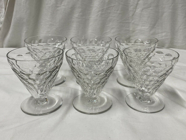 BACCARAT 6 VERRES À EAU CRISTAL DÉCOR ÉCAILLE MODÈLE CHAUNY ART DÉCO