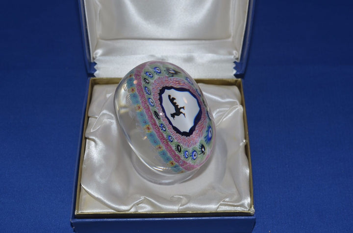 Baccarat 1971 Gridel rooster and concentric millefiori paperweight