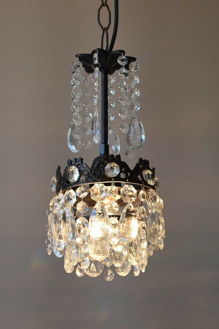 Two Matching Antique Crystal Chandeliers,Vi