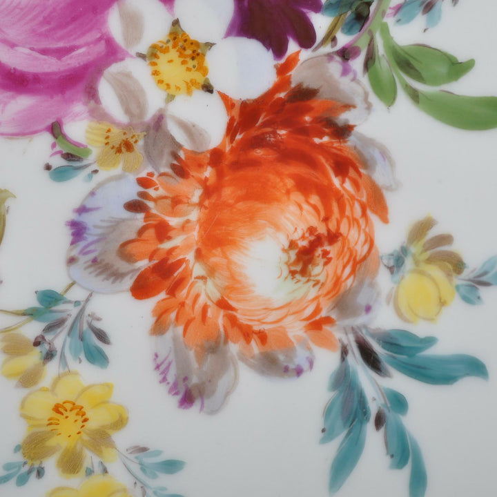 Meissen großer Wandteller, kobaltblau, Blumen Bukett, aufwändiger Goldrand, 1.W.
