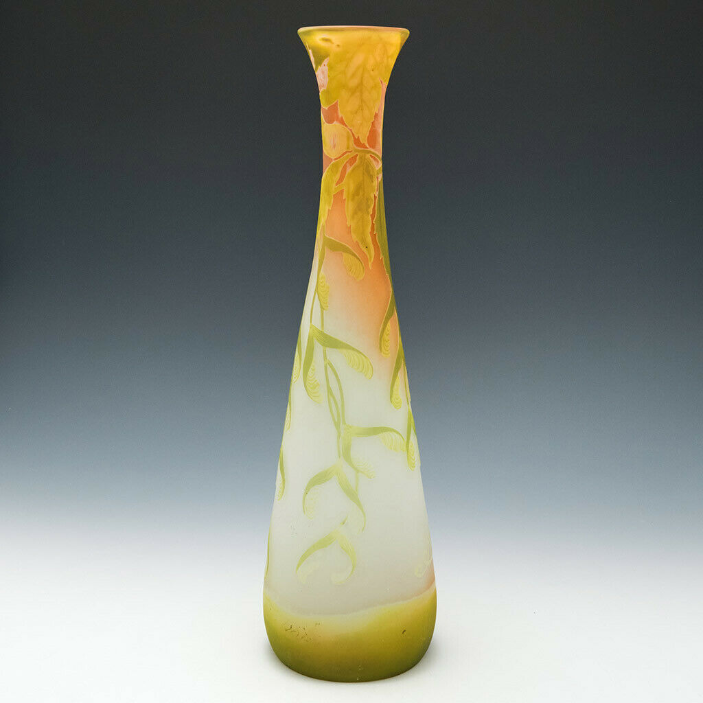 A Tall and Very Fine Emille Galle Cameo Glass Vase c1900