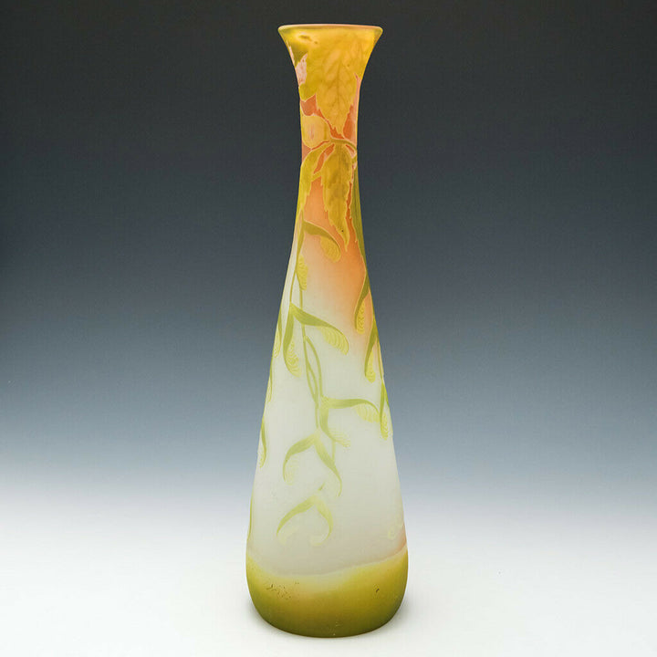 A Tall and Very Fine Emille Galle Cameo Glass Vase c1900