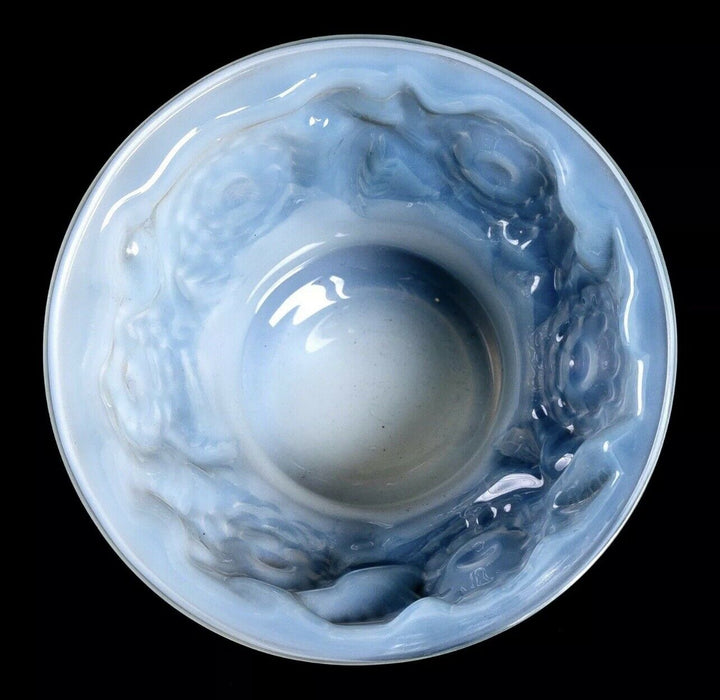 Vase Orleans René Lalique Opalescent Patine Bleu R.Lalique Double Cased Glass