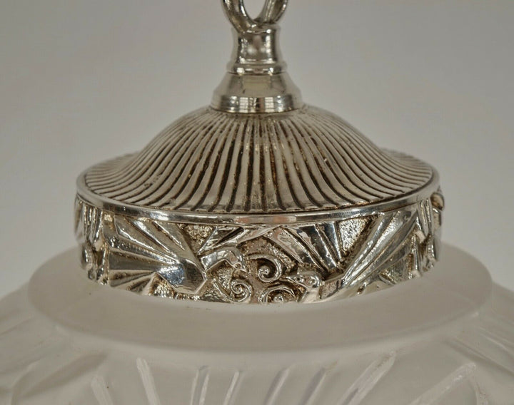 MULLER FRERES : FRENCH ART DECO PENDANT CHANDELIER 1930 peacock lustre