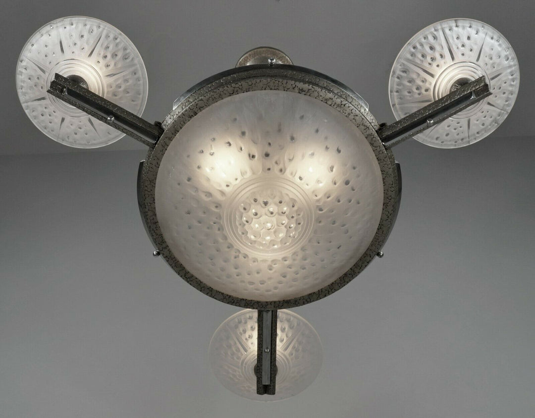 MULLER FRERES : signed FRENCH 1930 ART DECO CHANDELIER ............ lustre lamp