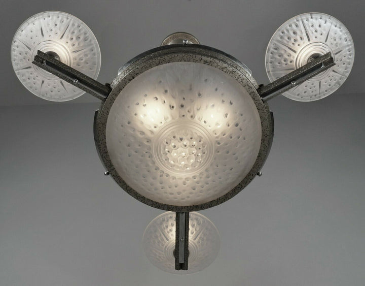 MULLER FRERES : signed FRENCH 1930 ART DECO CHANDELIER ............ lustre lamp