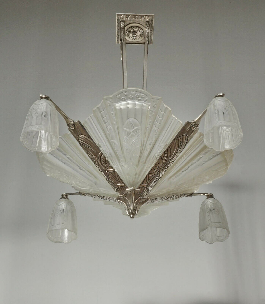 JAMAIN & FRONTISI : FRENCH 1930 ART DECO CHANDELIER .... lamp muller era France