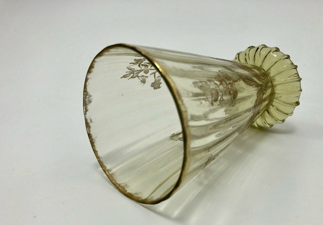 VERRE A VIN AMBRE CRISTALLERIE EMILE GALLE NANCY DECOR FLORAL ART NOUVEAU Z375