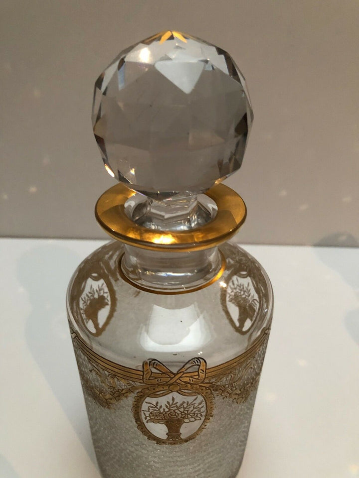 BACCARAT givré bouteilles de parfum avec des Or GUIRLANDES et FLEURS- afficher le titre d'origine