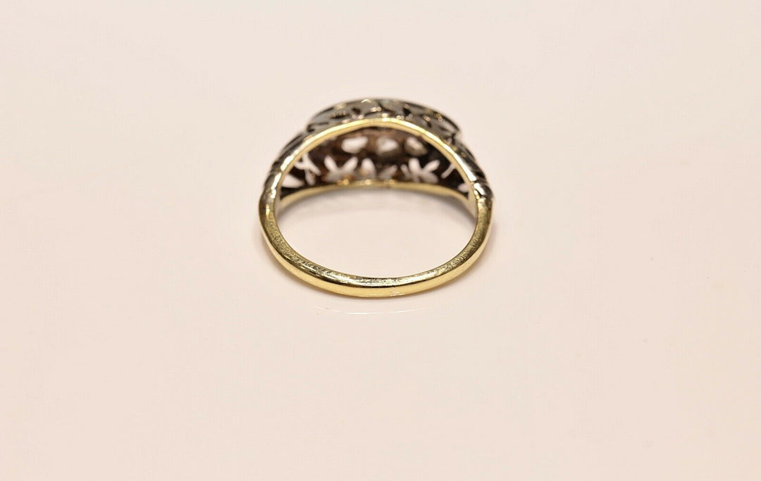 アンティーク オリジナル アールデコ 18K ナチュラルローズカットダイヤモンドのリング