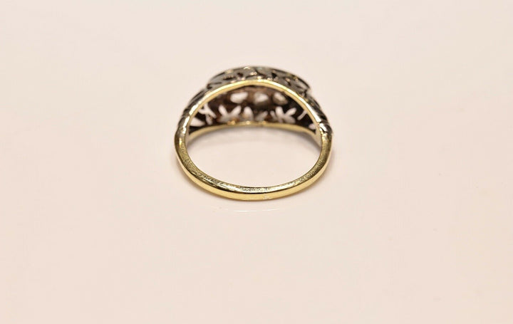 アンティーク オリジナル アールデコ 18K ナチュラルローズカットダイヤモンドのリング