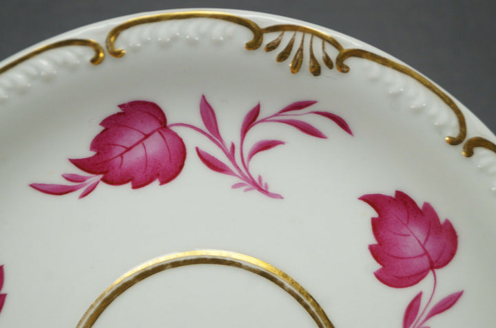 KPM Berlin Hand Painted Pink Floral Leaves & Gold Tea Cup Circa 1837 - 1844