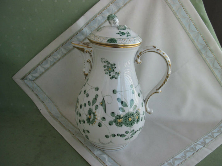 Schöne Meissen Kaffee-Kanne in Dekor Indisch Grün