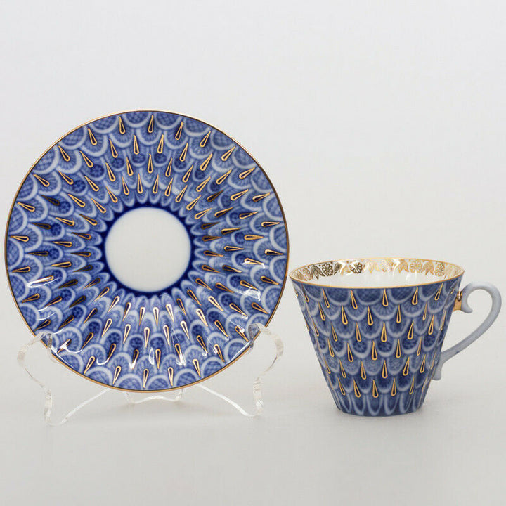 Forget-Me-Not Teacup w/ Saucer by Imperial Porcelain Russian Lomonosov LFZ IFZ