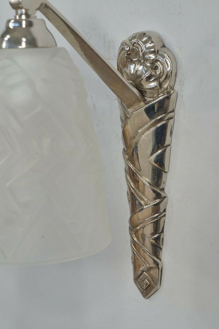 SCHNEIDER : PAIR OF 1930 FRENCH ART DECO WALL SCONCES .. lights lamp 1925 muller
