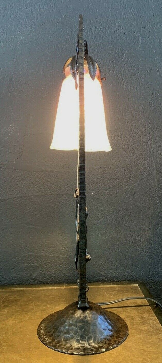 Schneider et Barthelemie-lampe art deco fer forgé martelé-muller-daum-brandt