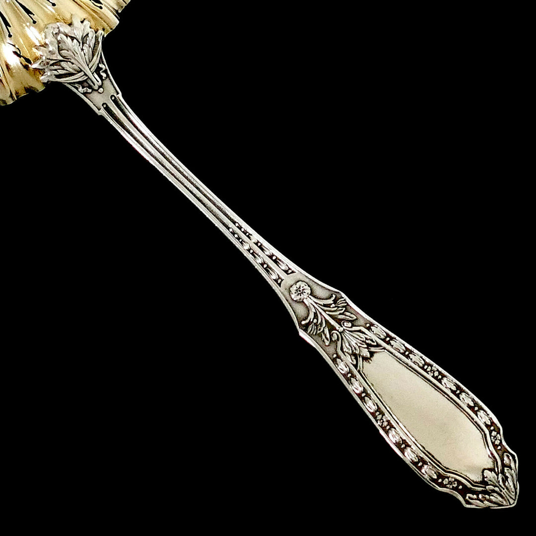 Bergeron French Sterling Silver 18k Gold Sugar Sifter Spoon, Renaissance