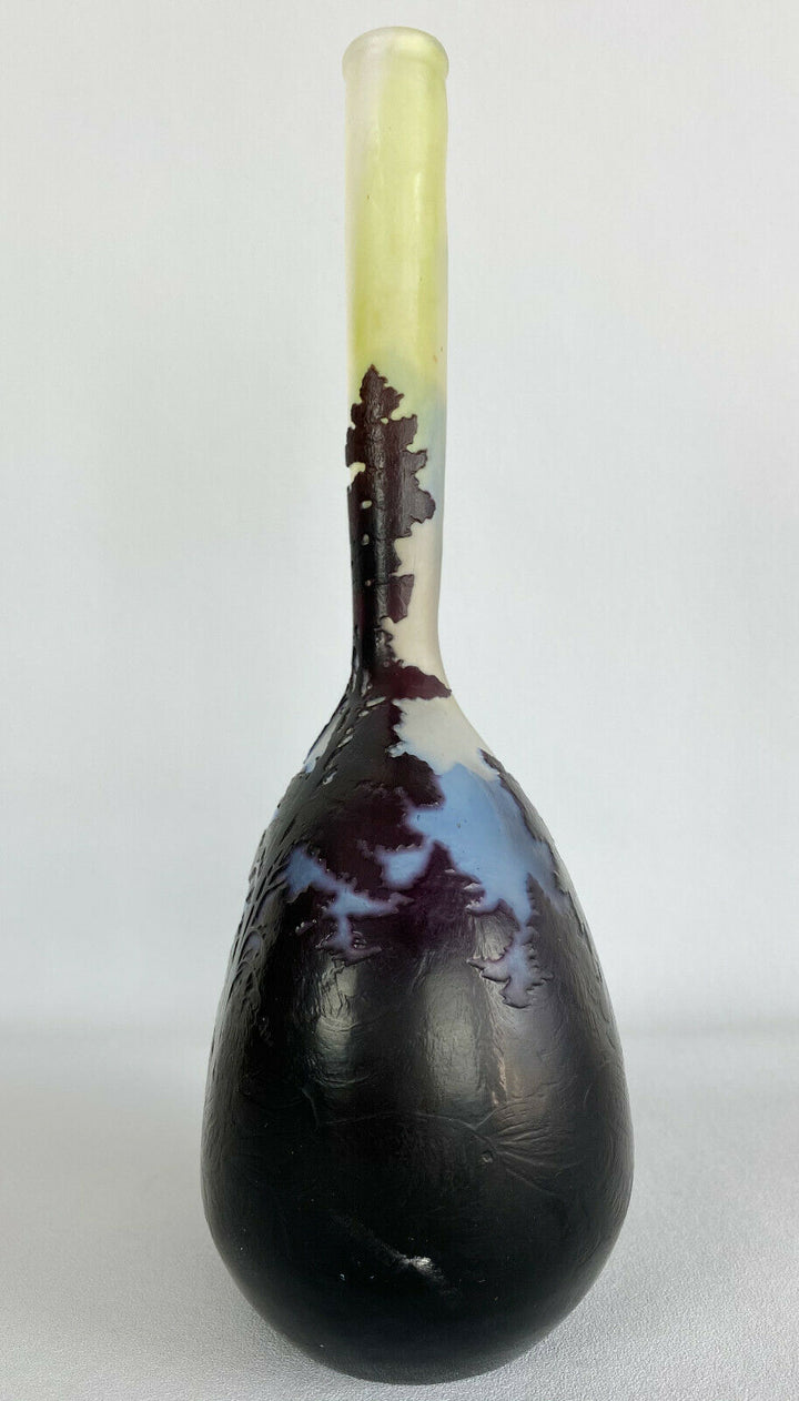 ÉMILE GALLÉ : VASE D'ÉPOQUE ART NOUVEAU - PAYSAGE VOSGIEN EN VERRE MULTICOUCHE