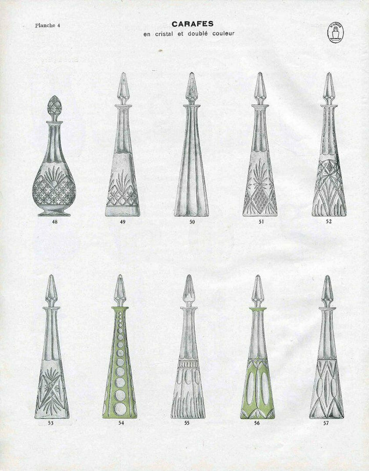 Saint-Louis. Importante carafe à vin du Rhin (43 cm), en cristal clair taillé.