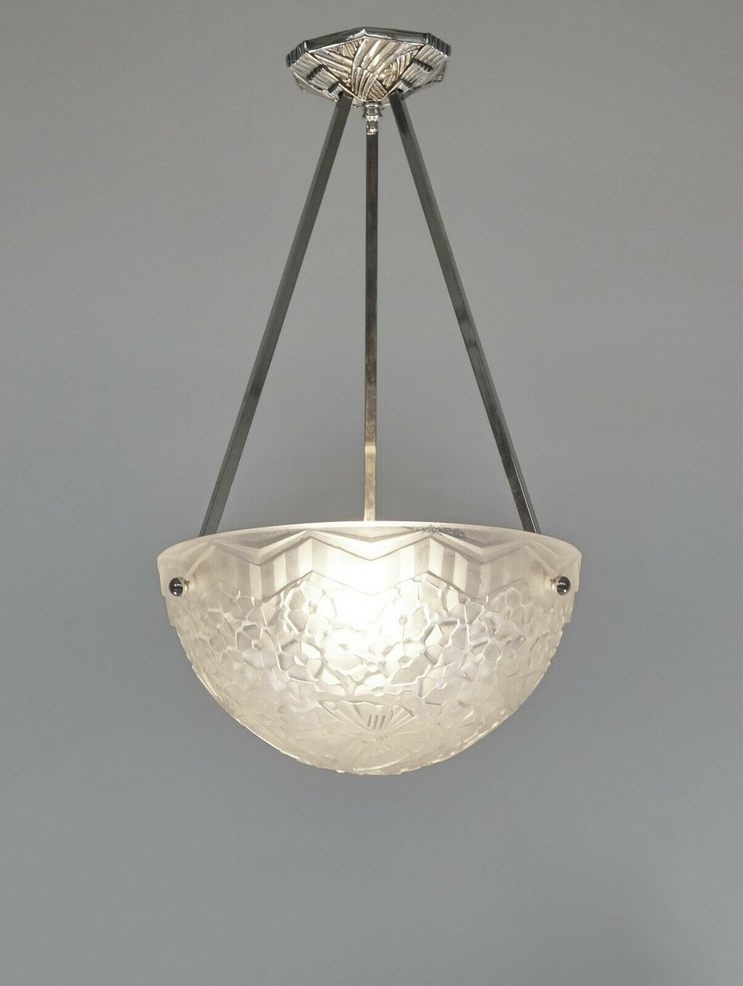 HETTIER VINCENT & HANOTS : pair of FRENCH ART DECO PENDANT S . chandelier France