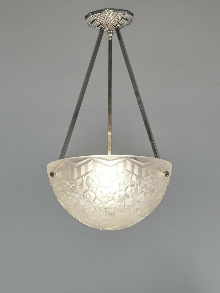 HETTIER VINCENT & HANOTS : pair of FRENCH ART DECO PENDANT S . chandelier France