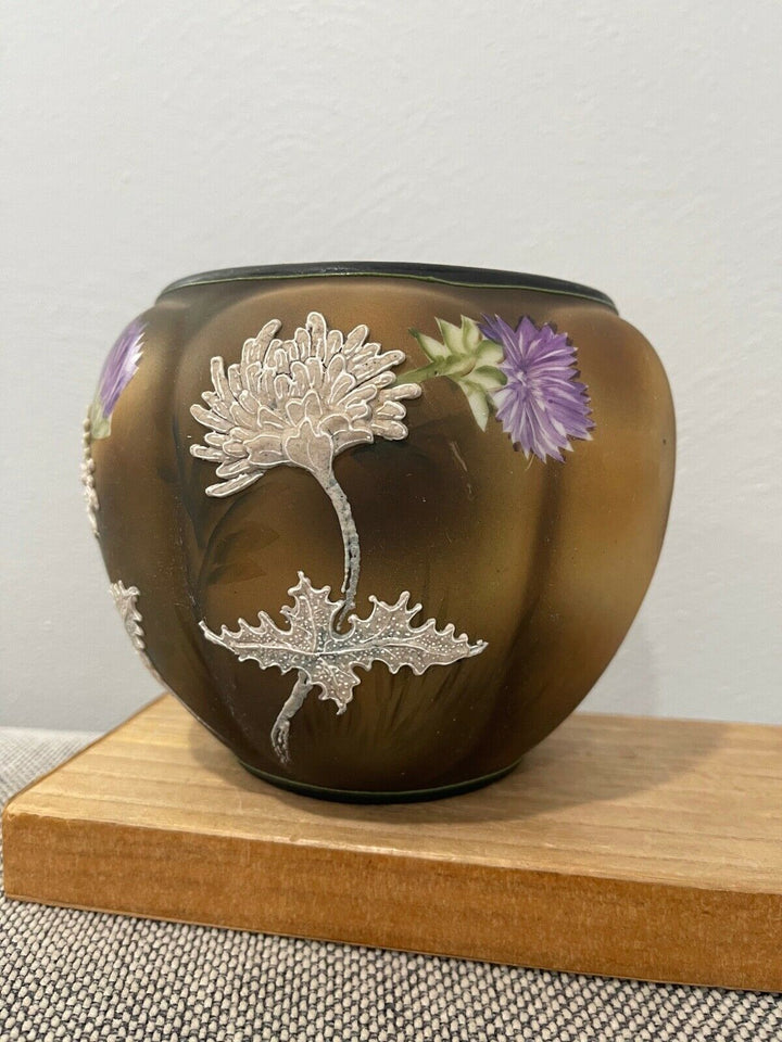 Antique Noritake Nippon Morimura Porcelain Moriage Humidor Flowers & Butterfly
