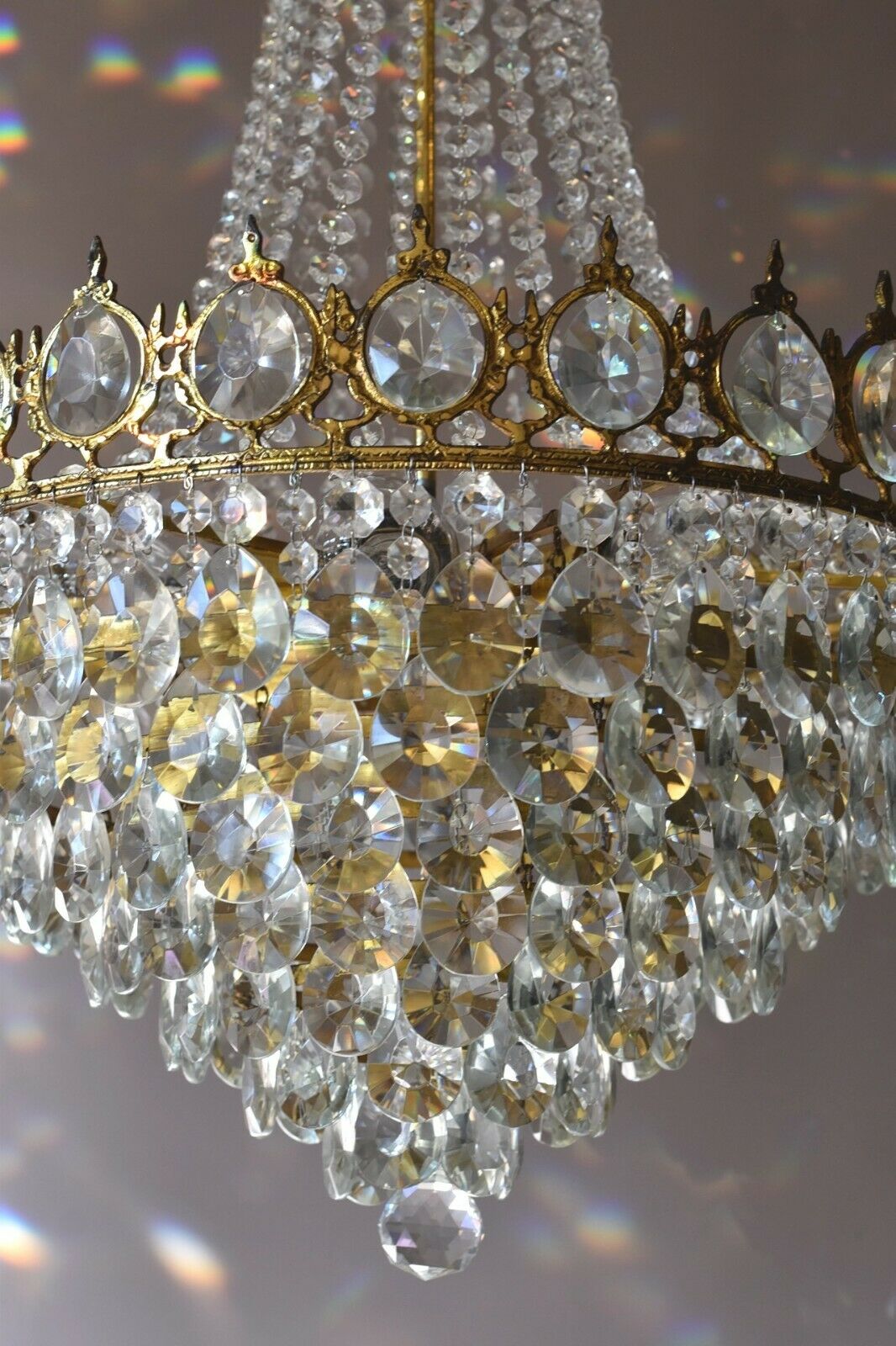 French Empire Crystal Chandelier Antique Vintage Ceiling Lighting Pendant Lamp