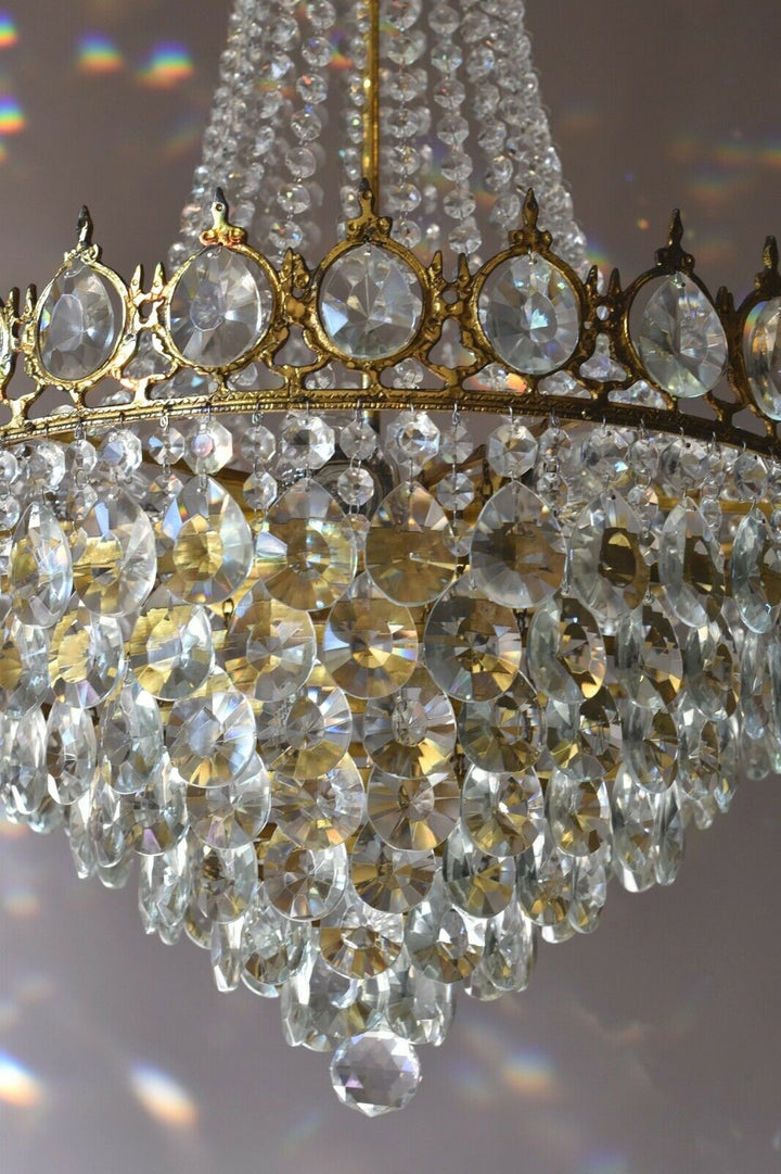 French Empire Crystal Chandelier Antique Vintage Ceiling Lighting Pendant Lamp