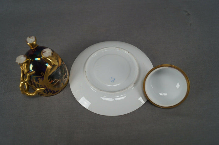 Royal Vienna Napoleonic Battle Scene Purple Luster & Gold Covered Chocolate Cup